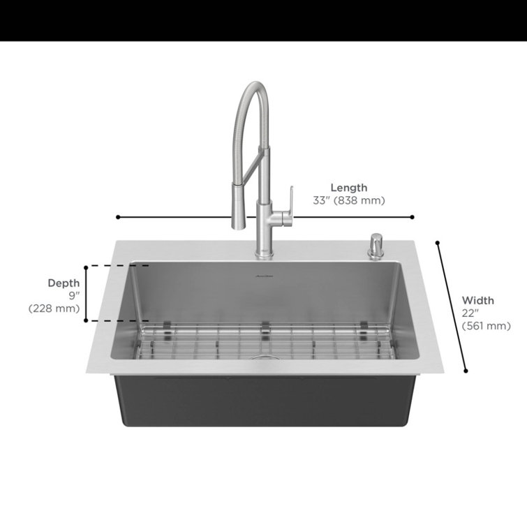 American Standard Tamarind 22 In SingleBowl 1Hole Kitchen Sink and